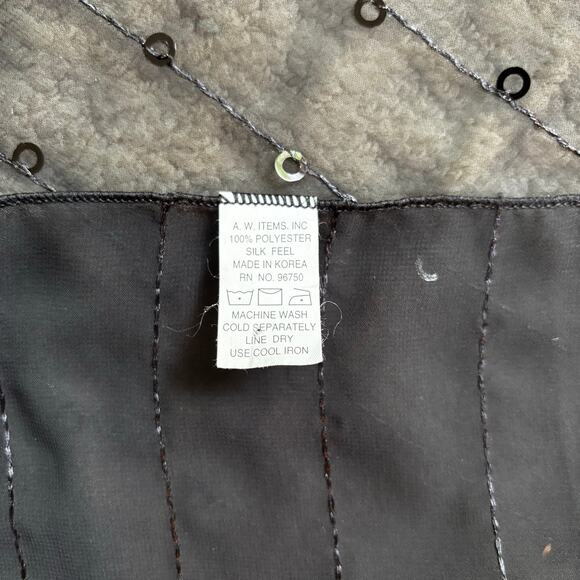 Sheer black silky chiffon scarf with sequins stripes dressy sexy whimsy goth - Picture 2 of 6